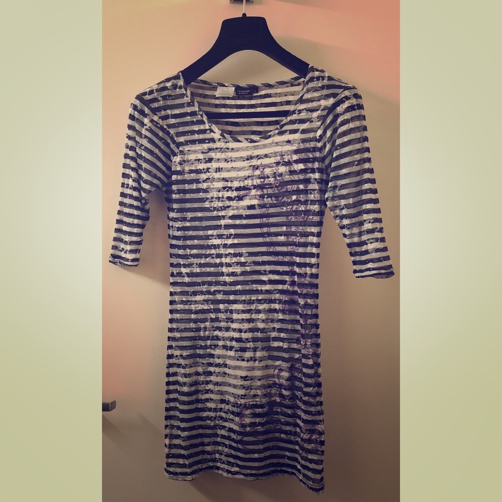 Firetrap top with burnout fabric striped top